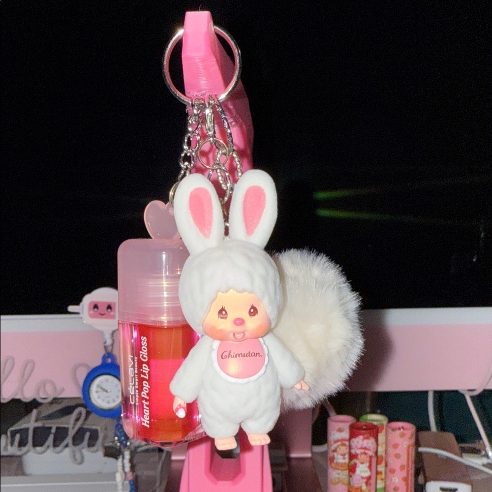 Cute Bunny Keychain with Lip Gloss
